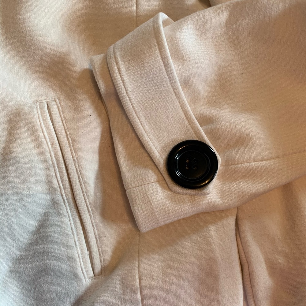 White Stretch Double Breasted Black Button Short … - image 7